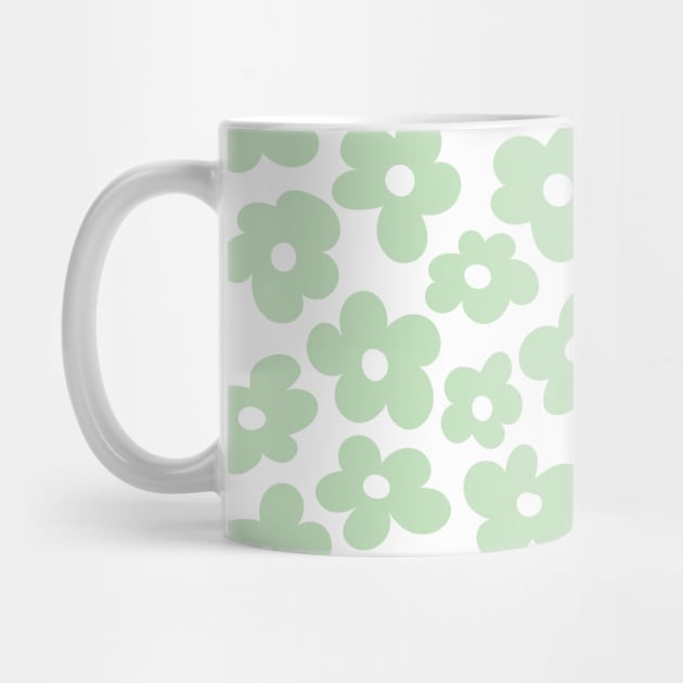 Aesthetic Light Green Flowers Retro Daisy by YourGoods